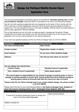 Garage and Parking Space Application Form