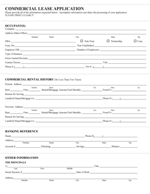 Commercial Lease Application Form