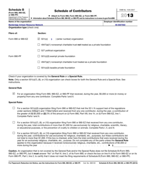 Schedule B Form 990 990-EZ 990-PF