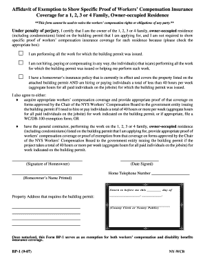 Affidavit of Exemption for Workers’ Compensation Insurance