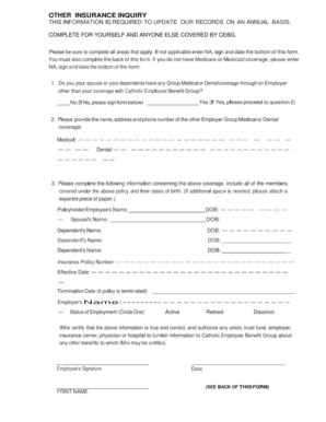 Other Insurance Inquiry Form