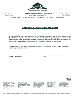 Reference Check Release Form