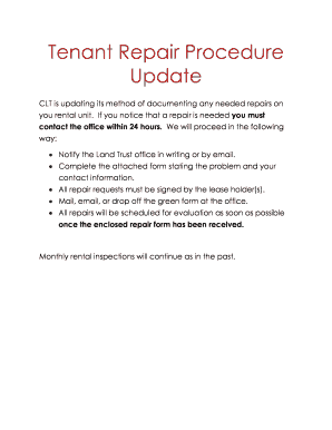 CLT Tenant Request for Repair Form