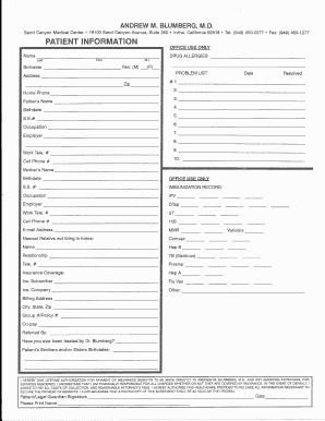 California Pediatric Initial Health Assessment Form