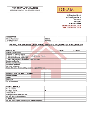 UK Tenancy Application Form