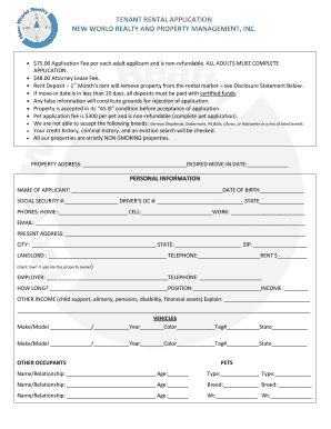 Tenant Rental Application