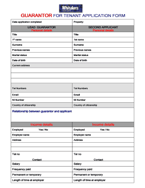 Guarantor for Tenant Application Form