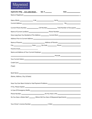 Maywood Apartments Rental Application