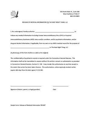 X ray refusal consent form - Simple Form: Release of Medical Information TO ... - Next Right Thing