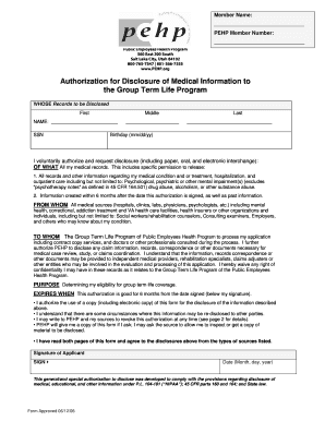 Authorization for Disclosure of Medical Information to Group Term Life Program