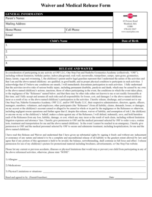Waiver and Medical Release Form