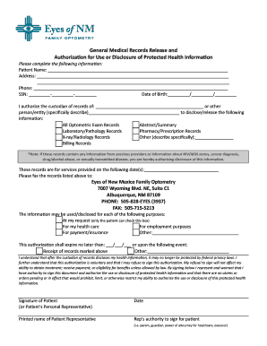 General Medical Records Release and Authorization
