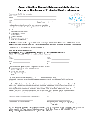 Medical Records Release Form - MAAC of Louisiana