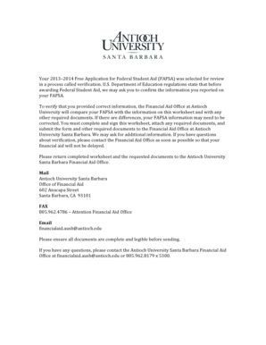 2013-2014 Verification Worksheet for Dependent Students