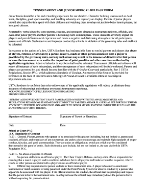 USTA Southern Junior Tennis Medical Release Form