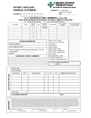 Patient Financial Assistance Application