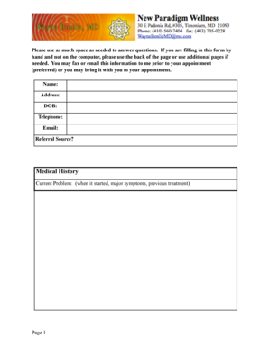 Patient Medical History Form