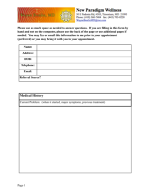 Health information form - General Medical History Form - Wayne Bonlie, M.D.