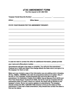 Tax Amendment Request Form