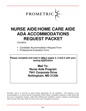 Nurse Aide ADA Accommodation Request Packet