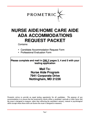 Nurse Aide ADA Accommodation Request Packet