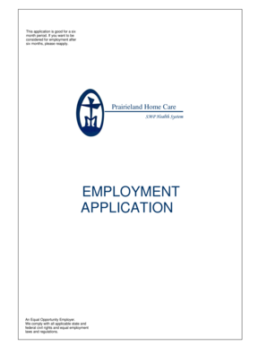 Prairieland Home Care Employment Application
