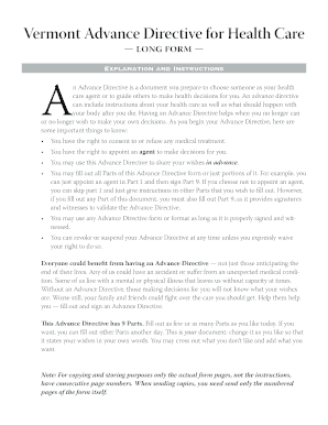 Vermont Advance Directive for Health Care