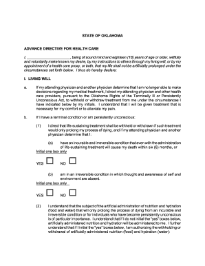 Oklahoma Advance Directive for Health Care