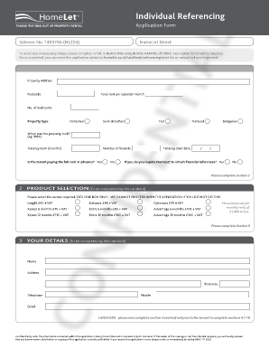 HomeLet Direct Individual Referencing Application Form