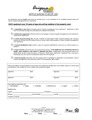 Arizona Rental Application Checklist