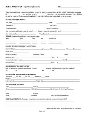 Rental Application Form