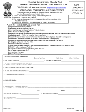 India Miscellaneous Services Application