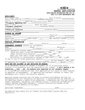 Rental Application Form