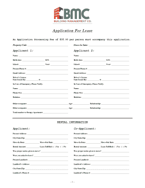 Application For Lease