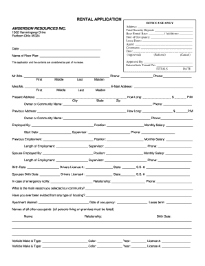 Rental Application Form