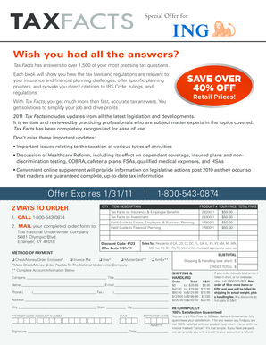 Tax Facts on Insurance and Employee Benefits Order Form