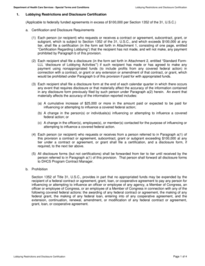 Lobbying Restrictions and Disclosure Certification