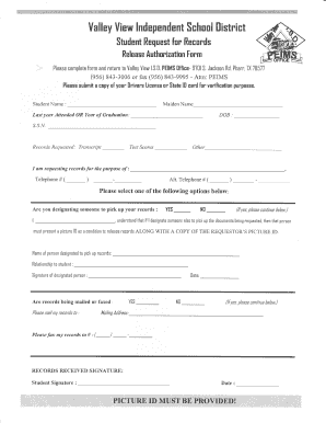Student Records Release Authorization Form