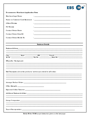 E-commerce Merchant Application Form