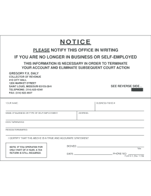 Missouri Business Termination Notice
