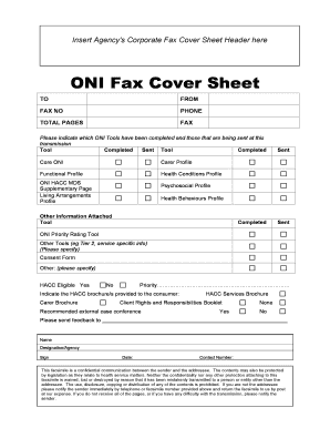 ONI Fax Cover Sheet