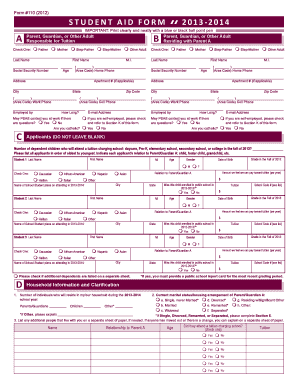 Student Aid Form 2013-14