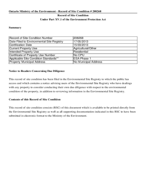 Ontario Record of Site Condition Form