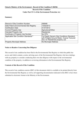 Ontario Record of Site Condition Form