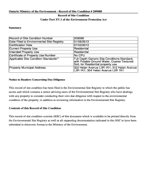 Ontario Record of Site Condition
