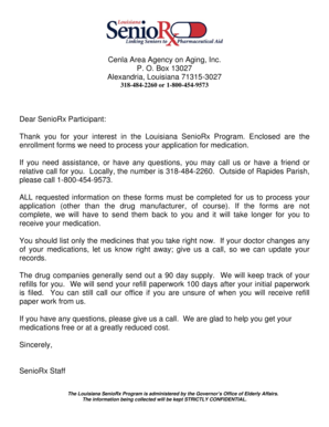 Louisiana SenioRx Program Application