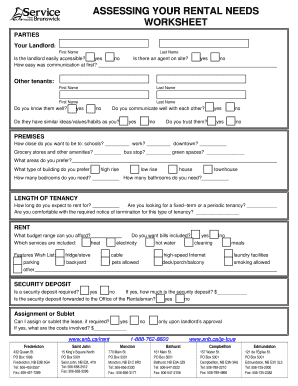 Rental Needs Assessment Worksheet