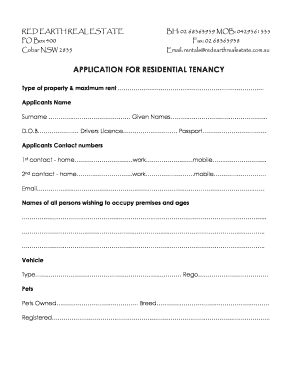 Residential Tenancy Application