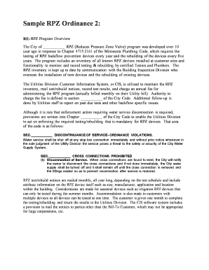 City of RPZ Program Overview