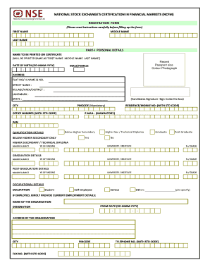 National Stock Exchange Certification Registration Form